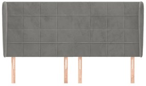 Κεφαλάρι με Πτερύγια Ανοιχτό Γκρι 183x23x118/128 εκ. Βελούδινο 3118016