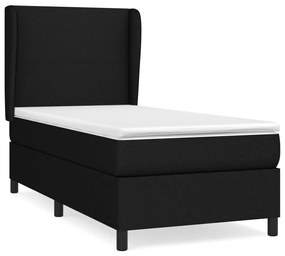 vidaXL Κρεβάτι Boxspring με Στρώμα Μαύρο 100 x 200 εκ. Υφασμάτινο