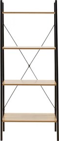 Βιβλιοθήκη- Ραφιέρα Ramon pakoworld φυσικό-μαύρο 60x23x145,5εκ