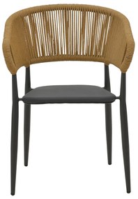 Πολυθρόνα Raven pakoworld στοιβαζόμενη rattan μπεζ-ανθρακί 57x62x78εκ