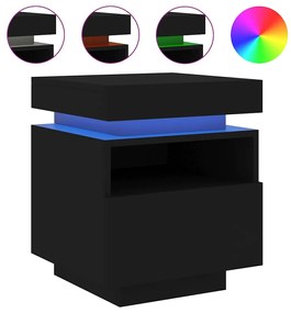 vidaXL Κομοδίνο με Φώτα LED Μαύρο 40 x 39 x 48,5 εκ.