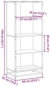 Βιβλιοθήκη καπνιστή βελανιδιά 60x35x139 cm Ξύλινη κατασκευή - Καφέ