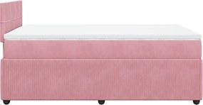 vidaXL Κρεβάτι Boxspring με Στρώμα Ροζ 120x200 εκ. Βελούδινο