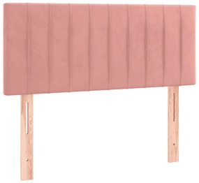 vidaXL Κρεβάτι Boxspring με Στρώμα &amp; LED Ροζ 120x200 εκ. Βελούδινο