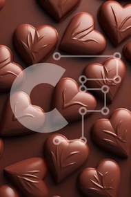 Σετ των 2 Intra Συλλεκτικό Ξύλινο Παζλ Plywood 4mm - Ομάδα καρδιές σοκολάτας σε καφέ φόντο Σε Ξύλινο Κουτί - Διαστάσεις: 10x10 cm – 25 κομμάτια