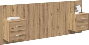 vidaXL Κεφαλή κρεβατιού με κομοδίνο 3 pcs Artisan Oak