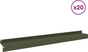 vidaXL Περίγραμμα γκαζόν 20 τμχ. 100 x 10 x 8 εκ Ατσάλι Λαδί
