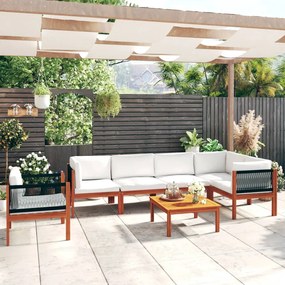 Σετ Σαλόνι Κήπου 7 Τεμαχίων με Μαξιλάρια, Μπεζ 63x63 εκ.