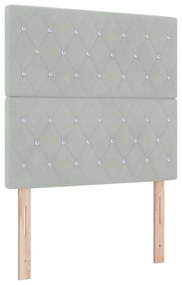 vidaXL Κρεβάτι Box Spring με Στρώμα & Φωτισμό LED Γκρι 90x190 εκ Βελούδο
