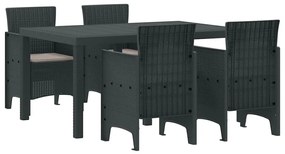 vidaXL Σέτ φαγητού για κήπο 5 pcs Ανθρακί Rattan Polt