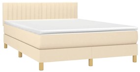 ΚΡΕΒΑΤΙ BOXSPRING ΜΕ ΣΤΡΩΜΑ ΚΡΕΜ 140X200 ΕΚ. ΥΦΑΣΜΑΤΙΝΟ 3140782