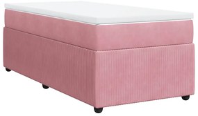 vidaXL Κρεβάτι Boxspring με Στρώμα Ροζ 100x200 εκ. Βελούδινο