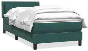 vidaXL Box Spring κρεβάτι με στρώμα σκούρο πράσινο 80x220εκ. Βελούδινο
