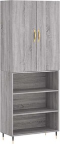 vidaXL Ντουλάπι Γκρι Sonoma 69,5 x 34 x 180 εκ. Επεξεργασμένο Ξύλο