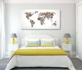 Εικόνα στον παγκόσμιο χάρτη φελλού που αποτελείται από ανθρώπους - 100x50  wooden