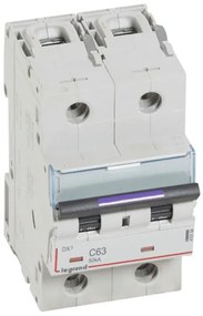 Αυτόματη Ασφάλεια 50kA Γκρι 63A 2 Πόλοι Kαμπύλη C DX3 410154 Legrand 410154 Γκρι