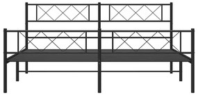 vidaXL Πλαίσιο Κρεβατιού με Κεφαλάρι&Ποδαρικό Μαύρο 193x20 εκ. Μέταλλο