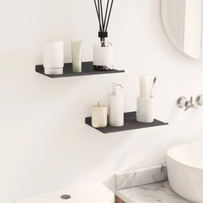 vidaXL Πλωτό ράφι 2 τμχ. Μαύρο 30 x 18 x 2,5 cm Ατσάλι