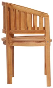 Πολυθρόνα με Καμπυλωτή Πλάτη από Μασίφ Ξύλο Teak - Καφέ