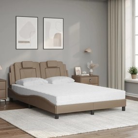 vidaXL Κρεβάτι με Στρώμα Καπουτσίνο 120x200 εκ. από Συνθετικό Δέρμα