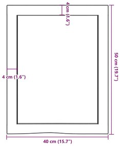 Ράφι Τοίχου Σκούρο Καφέ 40x50x(2-6) εκ. Επεξ. Μασίφ Ξύλο Δρυός - Καφέ