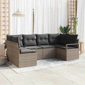 vidaXL Σετ Καναπέ Κήπου 6 pcs Γκρι Πολυ ράταν
