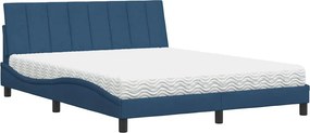 vidaXL Κρεβάτι με Στρώμα Hanko Μπλε 160x200 εκ. Υφασμάτινο