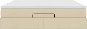 vidaXL Οθωμανικό Κρεβάτι με Στρώμα Κρέμα 160x200cm Ύφασμα