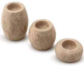 Κηροπήγιο Για Ρεσώ Marble (Σετ 3Τμχ) 144ARD1103 Φ8x3/8x6/8x9cm Beige Aberto Design Μάρμαρο