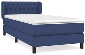 Κρεβάτι Boxspring με Στρώμα Μπλε 90x200 εκ.Υφασμάτινο - Μπλε