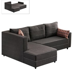 Γωνιακός καναπές - κρεβάτι Ece Megapap αριστερή γωνία υφασμάτινος με αποθηκευτικό χώρο χρώμα ανθρακί 242x160x88εκ. - Ύφασμα - PRGP043-0064,1