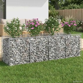 vidaXL Ανασηκωμένο κρεβάτι gabion Ασημί