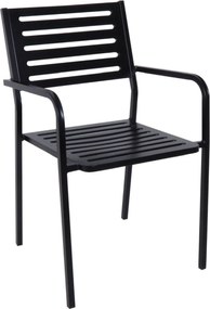 VERA Πολυθρόνα Μέταλλο Βαφή  Μαύρο, Στοιβαζόμενη   1τμχ