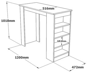 ΤΡΑΠΕΖΙ ΜΠΑΡ RIFF PAKOWORLD ΛΕΥΚΟ 120X51.5X101.5ΕΚ