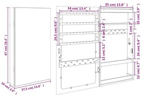 Έπιπλο Κοσμημάτων με Καθρέφτη/LED Φώτα Επιτοίχιο Λευκό - Λευκό