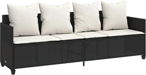 vidaXL Ξαπλώστρα Μαύρη από Συνθετικό Ρατάν με Μαξιλάρια