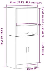 Ντουλάπι κουζίνας σκυρόδεμα γκρι 57x41,5x131,5 cm - Γκρι