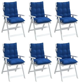 Μαξιλάρια Καρέκλας Χαμηλή Πλάτη 6 τεμ. Μπλε Ρουά Ύφασμα Oxford - Μπλε
