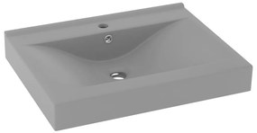 vidaXL Νιπτήρας με Οπή Βρύσης Ανοιχτό Γκρι Ματ 60 x 46 εκ. Κεραμικός