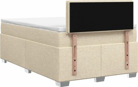 vidaXL Κρεβάτι Box Spring με Στρώμα και LED Κρεμ 120 x 200 cm Ύφασμα