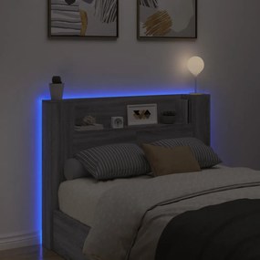 vidaXL Κεφαλάρι με Αποθηκ. Χώρο & LED Γκρι Sonoma 140x16,5x103,5 εκ.