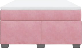 vidaXL Κρεβάτι Boxspring με Στρώμα Ροζ 140x190 εκ. Βελούδινο