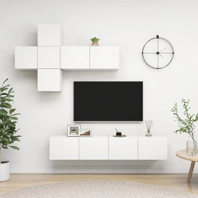 vidaXL Έπιπλα Τηλεόρασης Σετ 7 Τεμαχίων Λευκό από Μοριοσανίδα