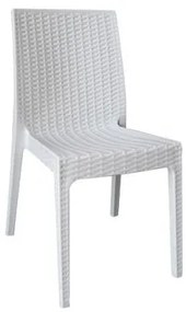 DAFNE Καρέκλα Τραπεζαρίας Κήπου Στοιβαζόμενη, PP Rattan Look UV Protection, Άσπρο -  46x55x85cm
