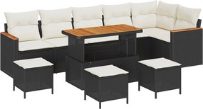 vidaXL Σετ Καναπέ Κήπου 10 pcs Μαύρο συνθετικό ρατάν