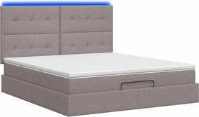 vidaXL Κρεβάτι Ottoman με Στρώμα και LED Taupe 140 x 190 cm Ύφασμα