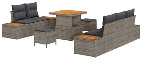 vidaXL Σετ Καναπέ Κήπου με μαξιλάρι 8 pcs Ανοιχτό Γκρι και Σκούρο Γκρι