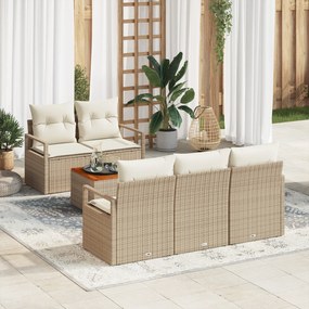 vidaXL Σετ Καναπέ Κήπου 6 pcs Beige, λευκό Μεγάλο Ρατάν πολυαιθυλενίου