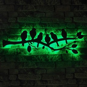 Διακοσμητικό Τοίχου Με Φως Led Birds 692FRW1113 25x75cm Green-Black Wallity Mdf