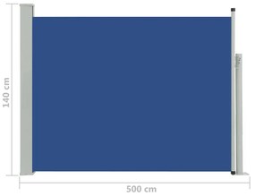 Σκίαστρο Πλαϊνό Συρόμενο Βεράντας Μπλε 140 x 500 εκ. - Μπλε
